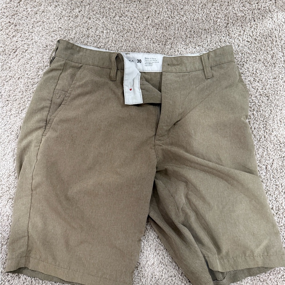 RVCA Men's Olive Flat Front Shorts